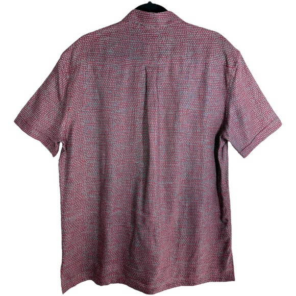 Bodhi by Kotomori Mens Linen Button Up Shirt Size Large Red Green Short Sleeve - Picture 6 of 13